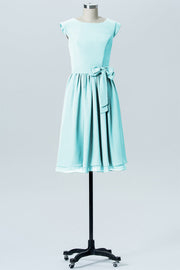 Chiffon A-line Scoop Neck Sleeveless Bridesmaid Dress-B03978