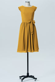 Chiffon A-line Scoop Neck Sleeveless Bridesmaid Dress-B03978