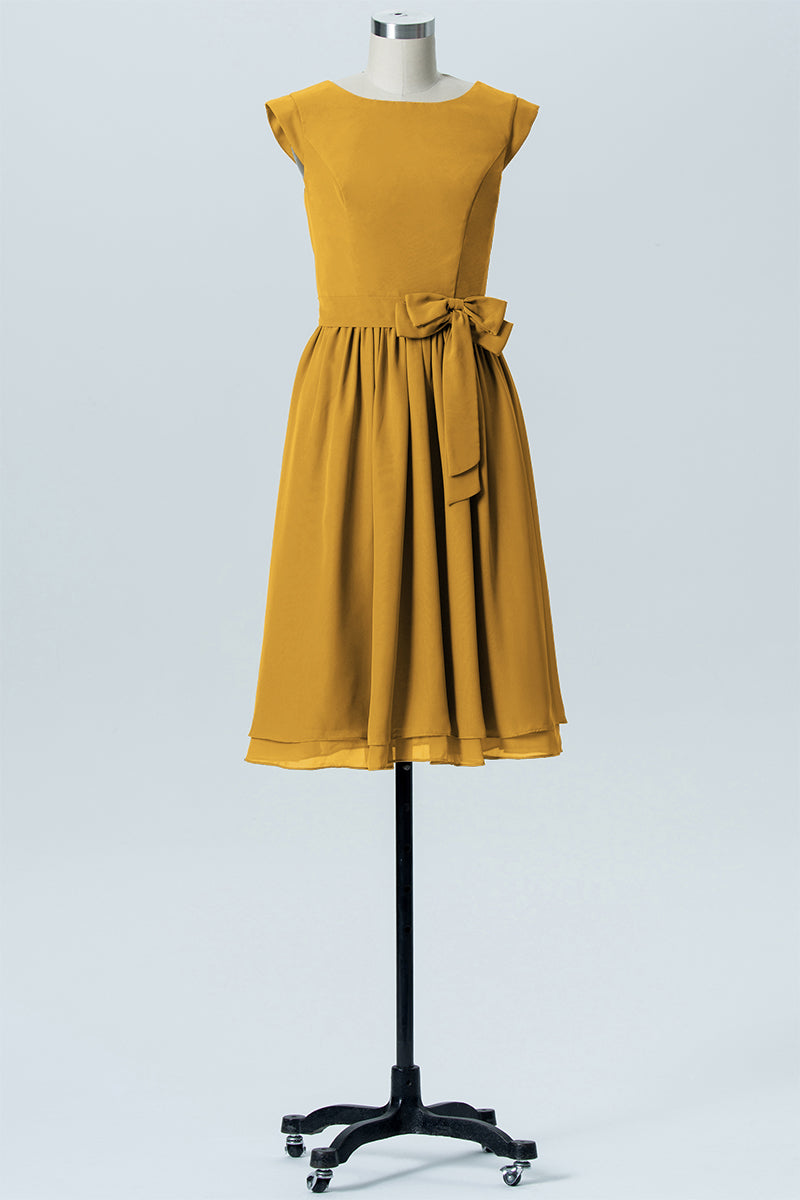 Chiffon A-line Scoop Neck Sleeveless Bridesmaid Dress-B03978