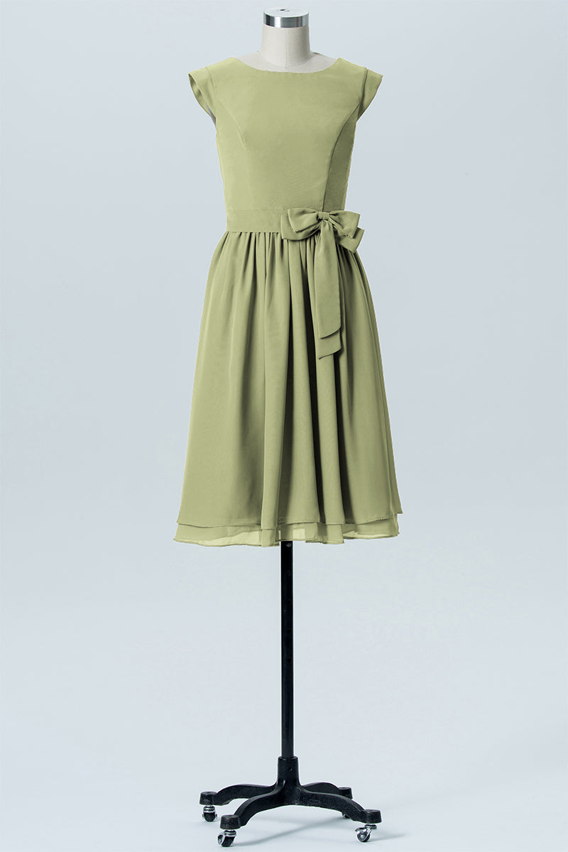 Chiffon A-line Scoop Neck Sleeveless Bridesmaid Dress-B03978