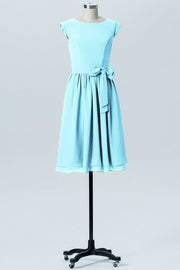 Chiffon A-line Scoop Neck Sleeveless Bridesmaid Dress-B03978