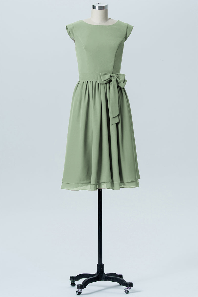 Chiffon A-line Scoop Neck Sleeveless Bridesmaid Dress-B03978