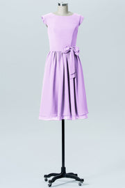 Chiffon A-line Scoop Neck Sleeveless Bridesmaid Dress-B03978
