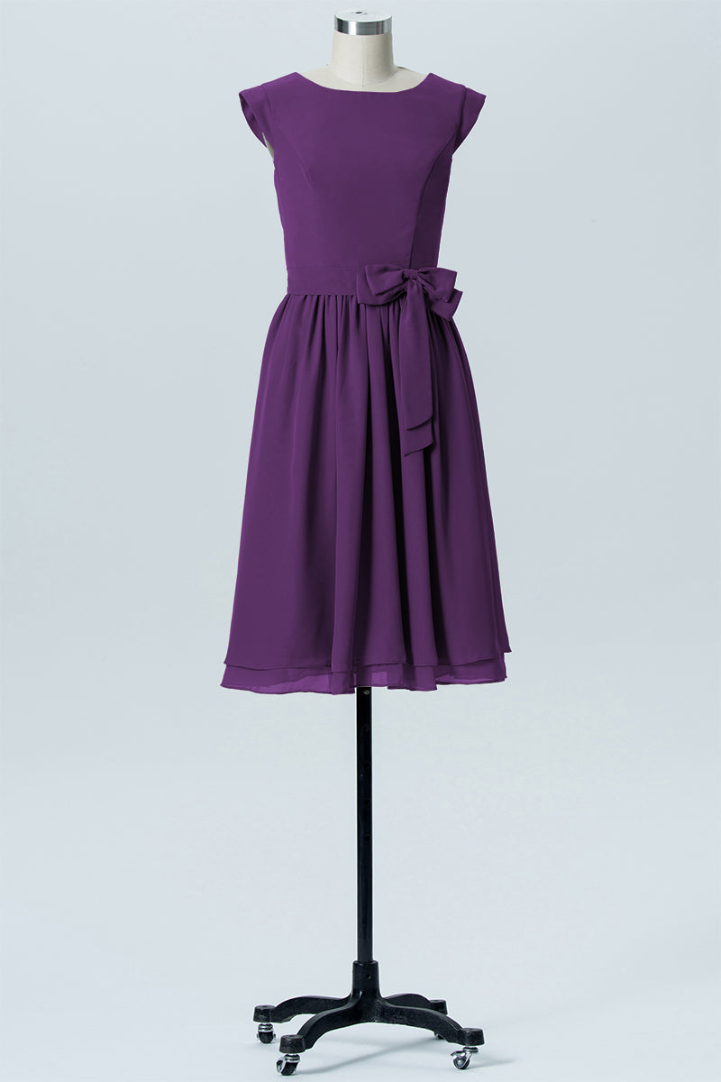 Chiffon A-line Scoop Neck Sleeveless Bridesmaid Dress-B03978
