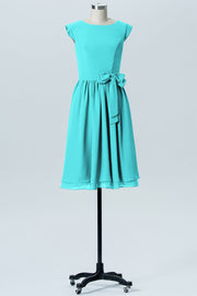 Chiffon A-line Scoop Neck Sleeveless Bridesmaid Dress-B03978