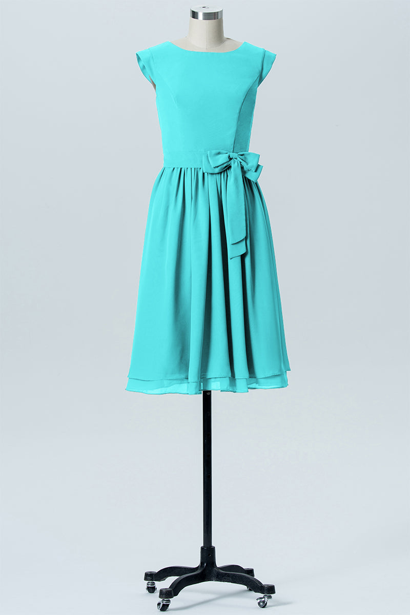 Chiffon A-line Scoop Neck Sleeveless Bridesmaid Dress-B03978