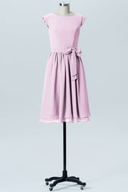 Chiffon A-line Scoop Neck Sleeveless Bridesmaid Dress-B03978