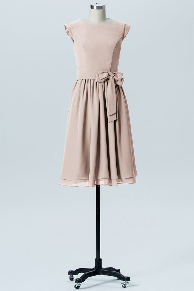 Chiffon A-line Scoop Neck Sleeveless Bridesmaid Dress-B03978