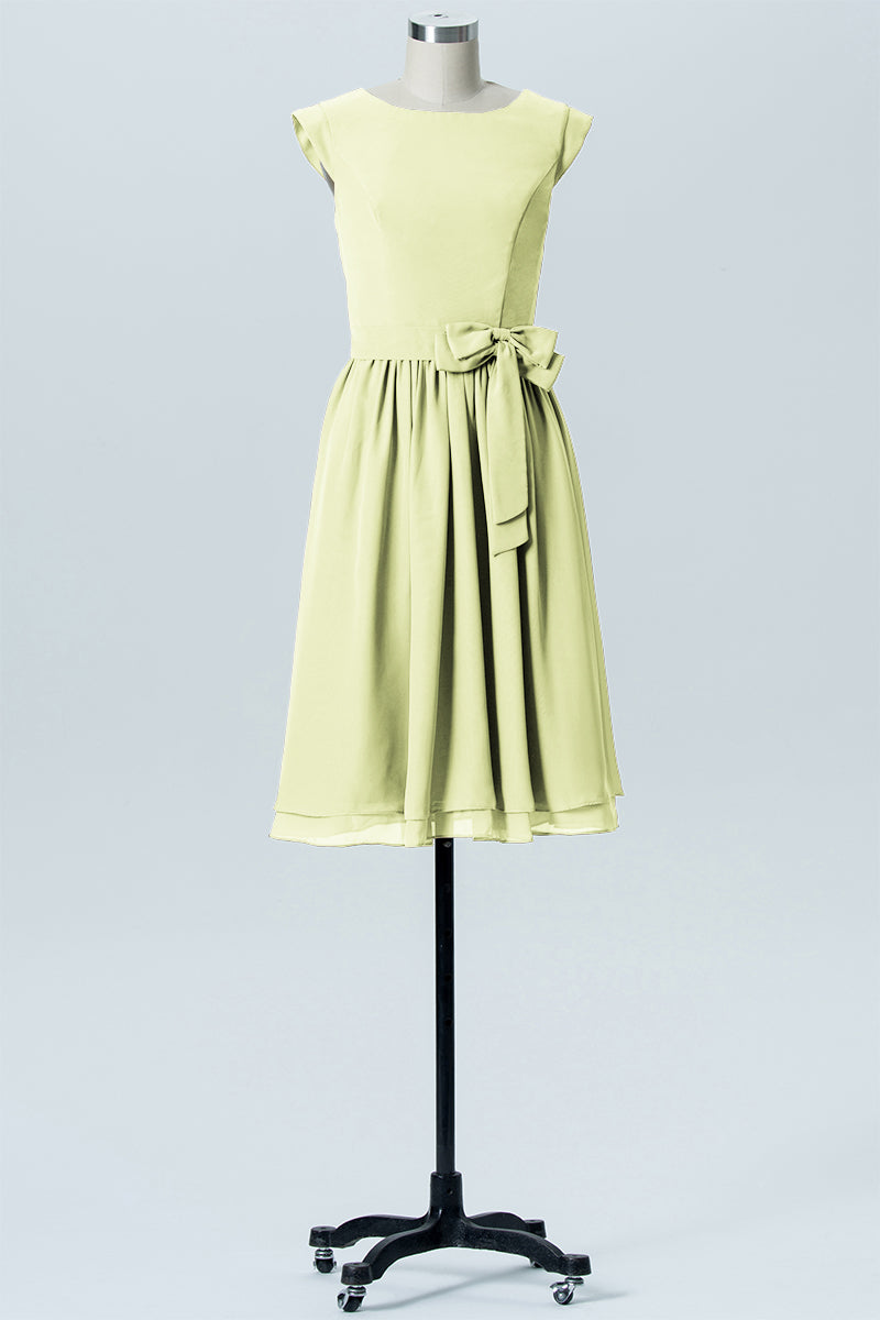 Chiffon A-line Scoop Neck Sleeveless Bridesmaid Dress-B03978