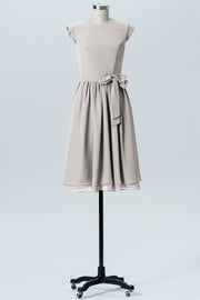 Chiffon A-line Scoop Neck Sleeveless Bridesmaid Dress-B03978