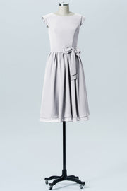 Chiffon A-line Scoop Neck Sleeveless Bridesmaid Dress-B03978