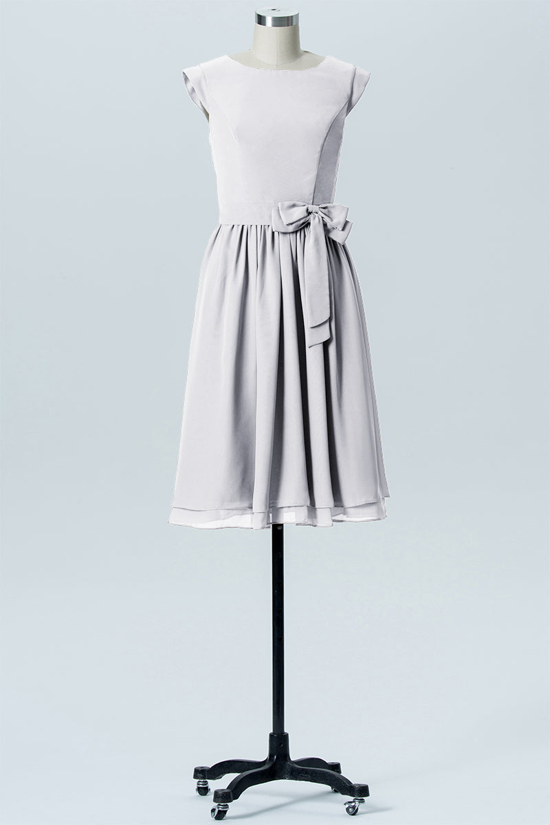 Chiffon A-line Scoop Neck Sleeveless Bridesmaid Dress-B03978