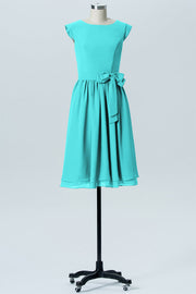 Chiffon A-line Scoop Neck Sleeveless Bridesmaid Dress-B03978