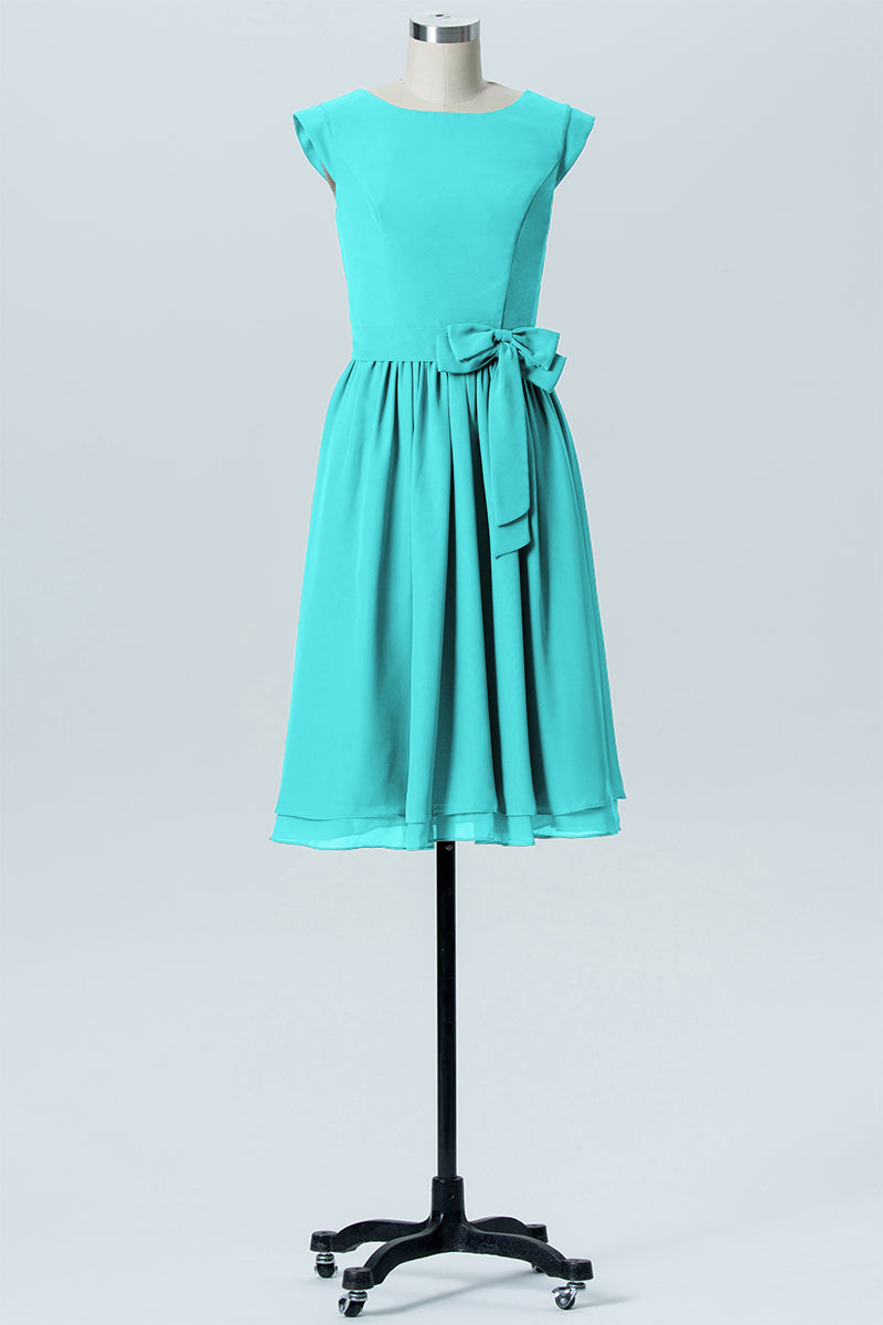 Chiffon A-line Scoop Neck Sleeveless Bridesmaid Dress-B03978