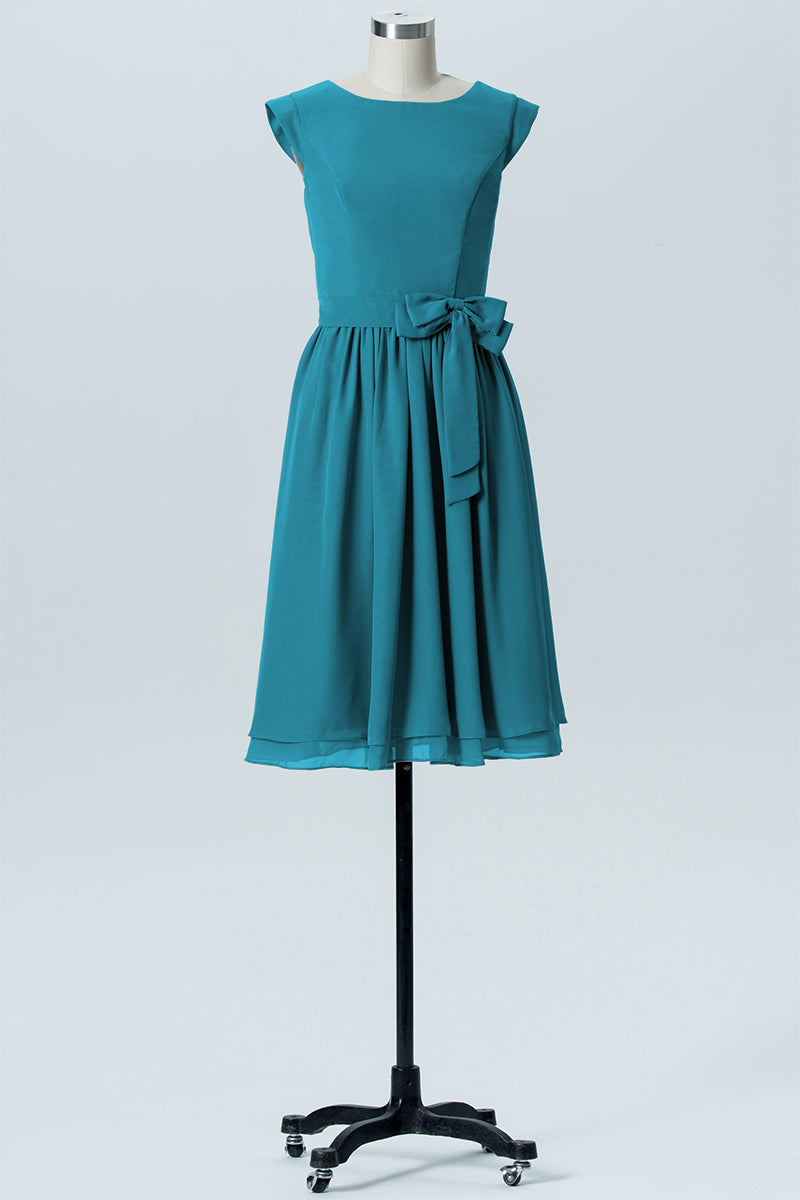 Chiffon A-line Scoop Neck Sleeveless Bridesmaid Dress-B03978