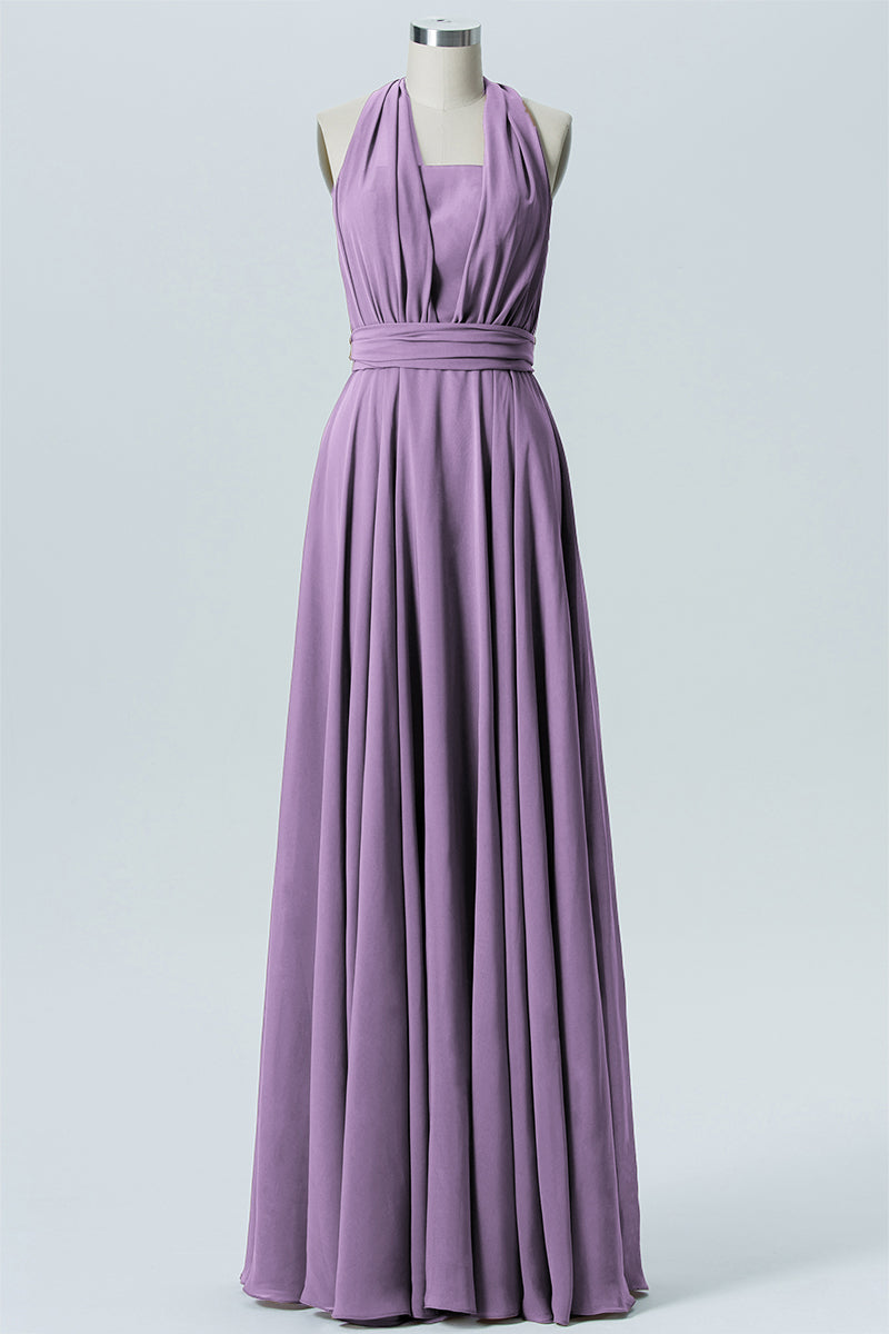 Chiffon A-line Convertible Sleeveless Bridesmaid Dress-B04979