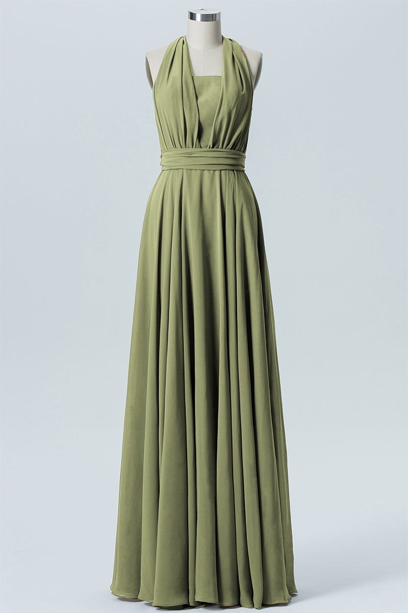 Chiffon A-line Convertible Sleeveless Bridesmaid Dress-B04979