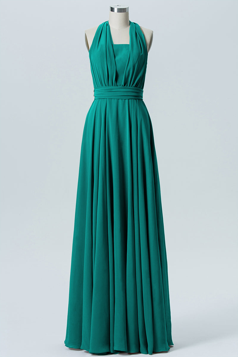 Chiffon A-line Convertible Sleeveless Bridesmaid Dress-B04979