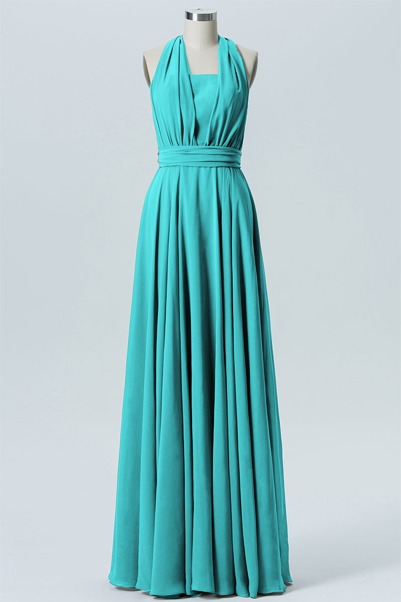 Chiffon A-line Convertible Sleeveless Bridesmaid Dress-B04979