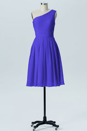 Chiffon A-line One Shoulder Sleeveless Bridesmaid Dress-B04990