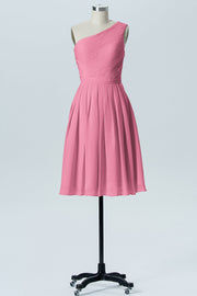 Chiffon A-line One Shoulder Sleeveless Bridesmaid Dress-B04990