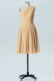Chiffon A-line One Shoulder Sleeveless Bridesmaid Dress-B04990