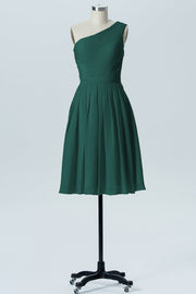 Chiffon A-line One Shoulder Sleeveless Bridesmaid Dress-B04990