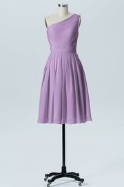 Chiffon A-line One Shoulder Sleeveless Bridesmaid Dress-B04990