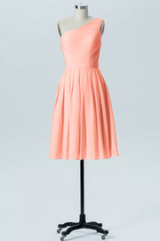 Chiffon A-line One Shoulder Sleeveless Bridesmaid Dress-B04990