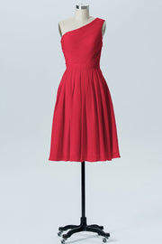 Chiffon A-line One Shoulder Sleeveless Bridesmaid Dress-B04990