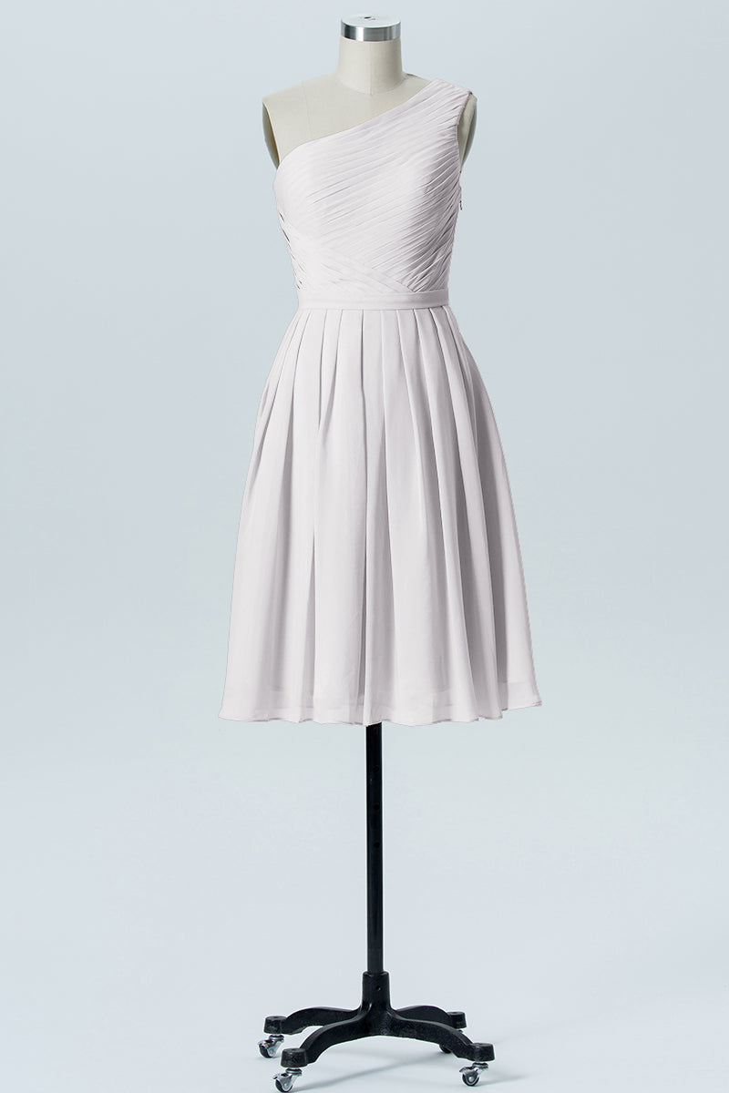 Chiffon A-line One Shoulder Sleeveless Bridesmaid Dress-B04990
