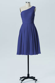 Chiffon A-line One Shoulder Sleeveless Bridesmaid Dress-B04990