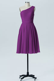 Chiffon A-line One Shoulder Sleeveless Bridesmaid Dress-B04990