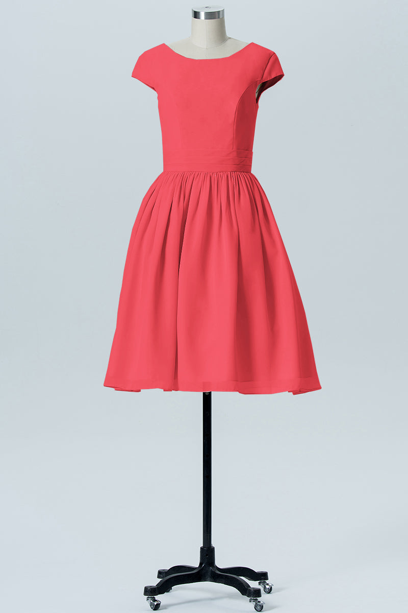 Chiffon A-line Scoop Neck Sleeveless Bridesmaid Dress-B06024