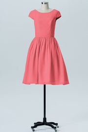 Chiffon A-line Scoop Neck Sleeveless Bridesmaid Dress-B06024