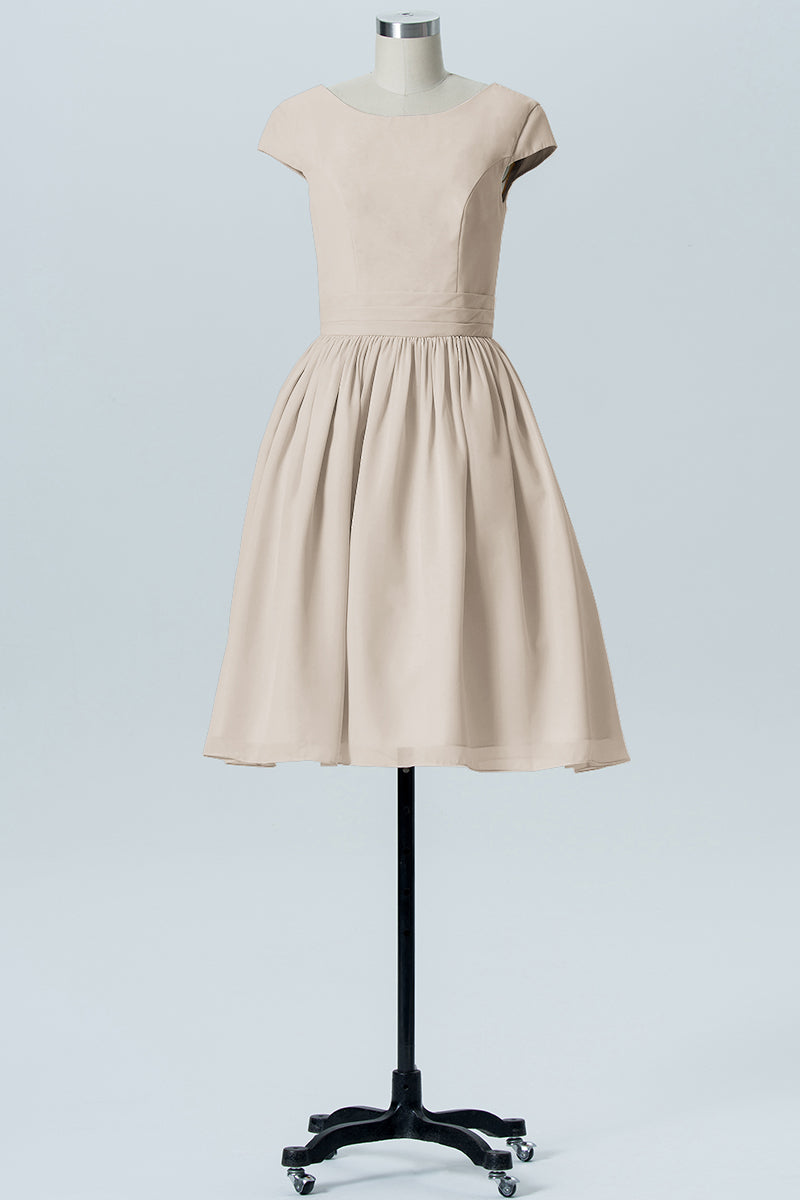 Chiffon A-line Scoop Neck Sleeveless Bridesmaid Dress-B06024