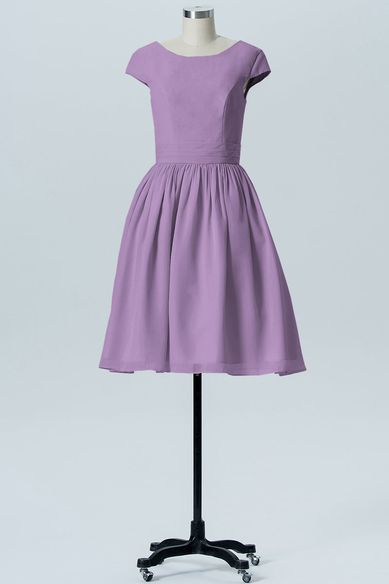 Chiffon A-line Scoop Neck Sleeveless Bridesmaid Dress-B06024