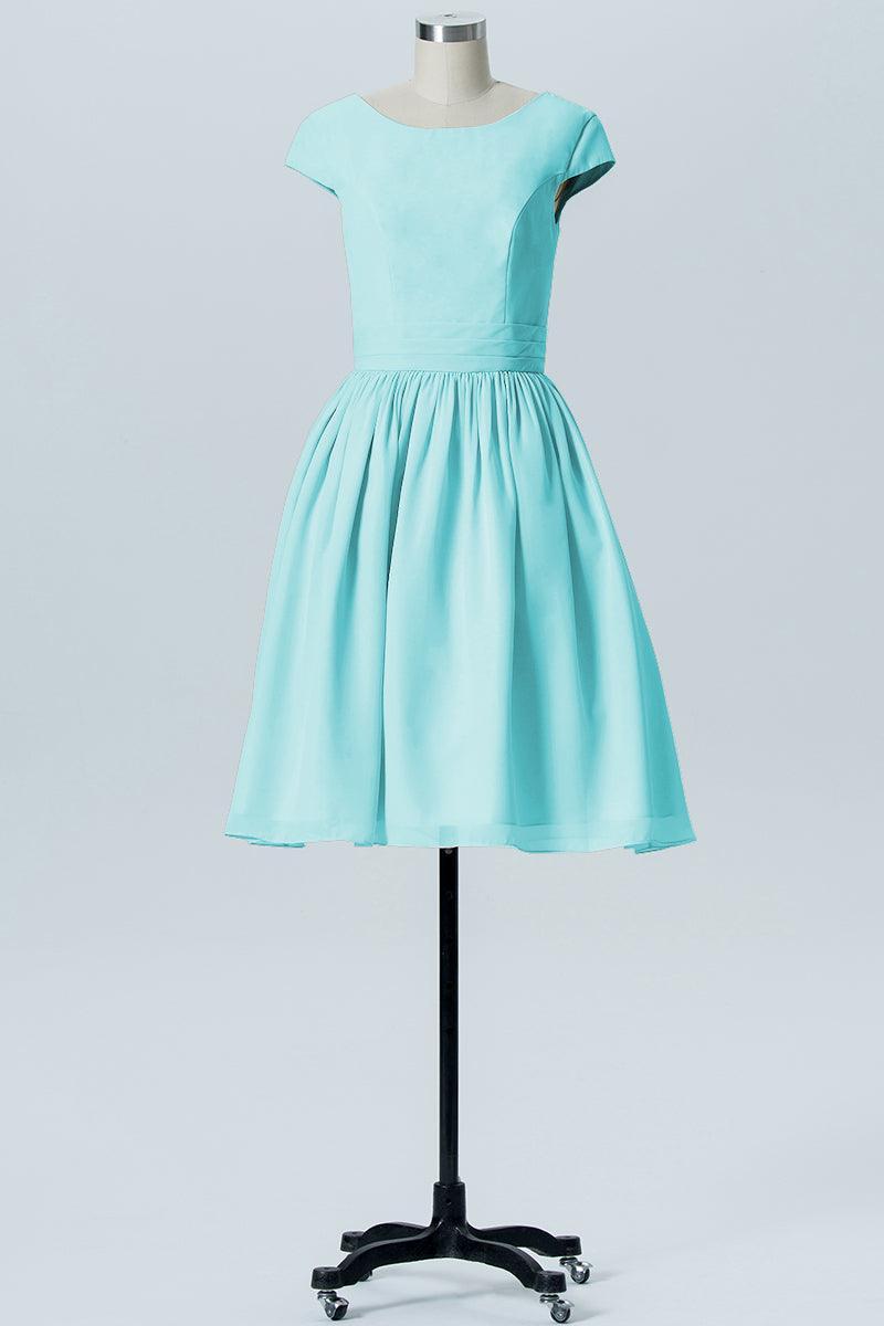 Chiffon A-line Scoop Neck Sleeveless Bridesmaid Dress-B06024