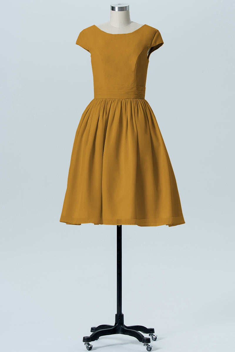 Chiffon A-line Scoop Neck Sleeveless Bridesmaid Dress-B06024