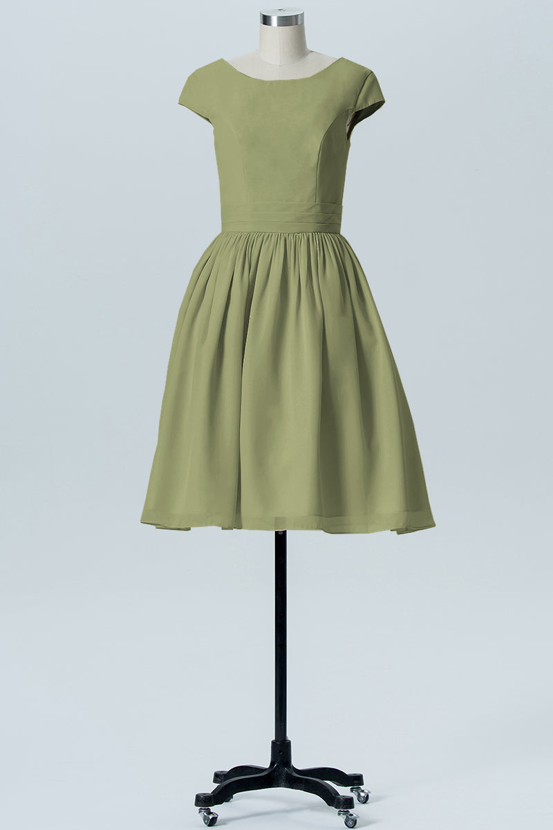 Chiffon A-line Scoop Neck Sleeveless Bridesmaid Dress-B06024