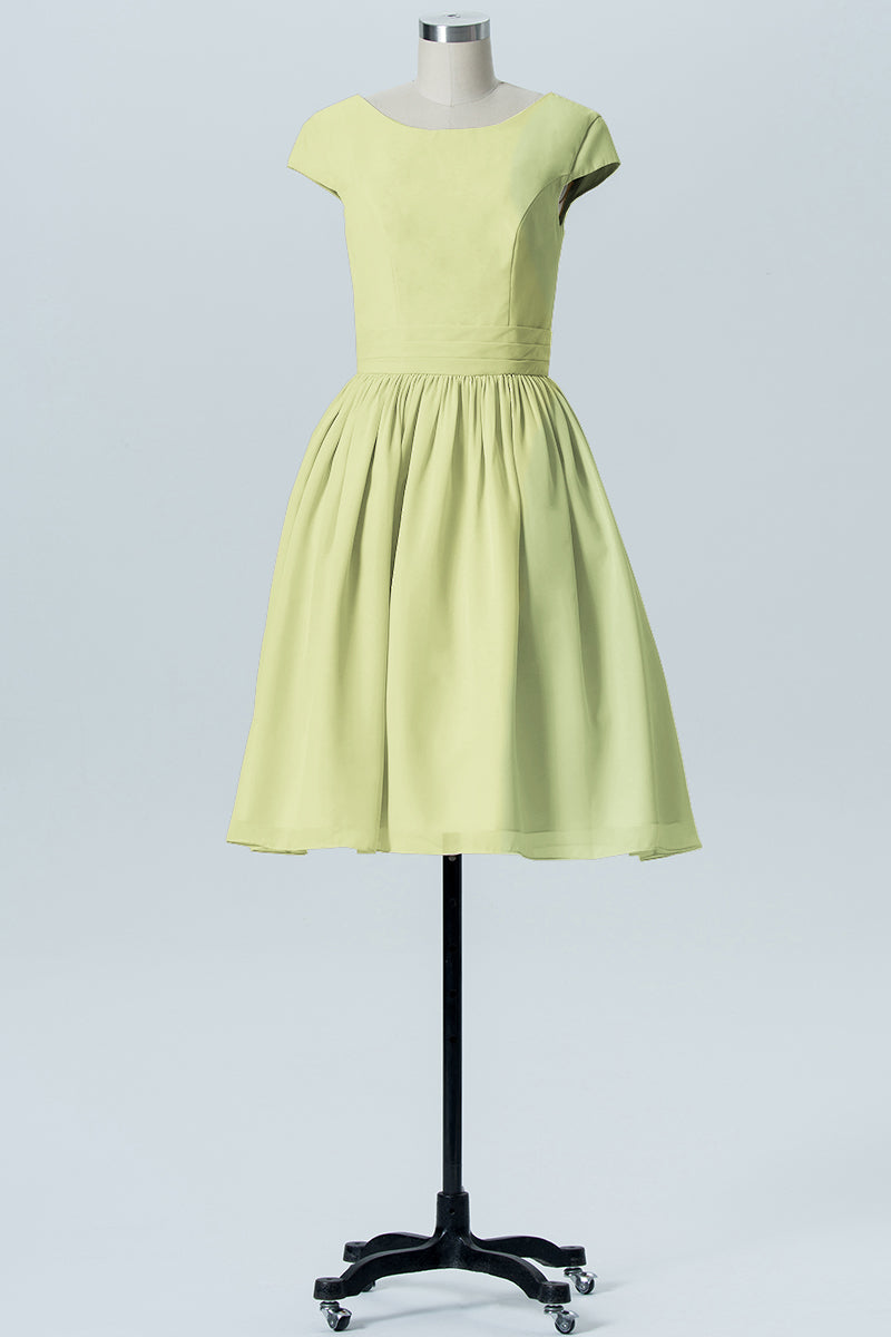 Chiffon A-line Scoop Neck Sleeveless Bridesmaid Dress-B06024