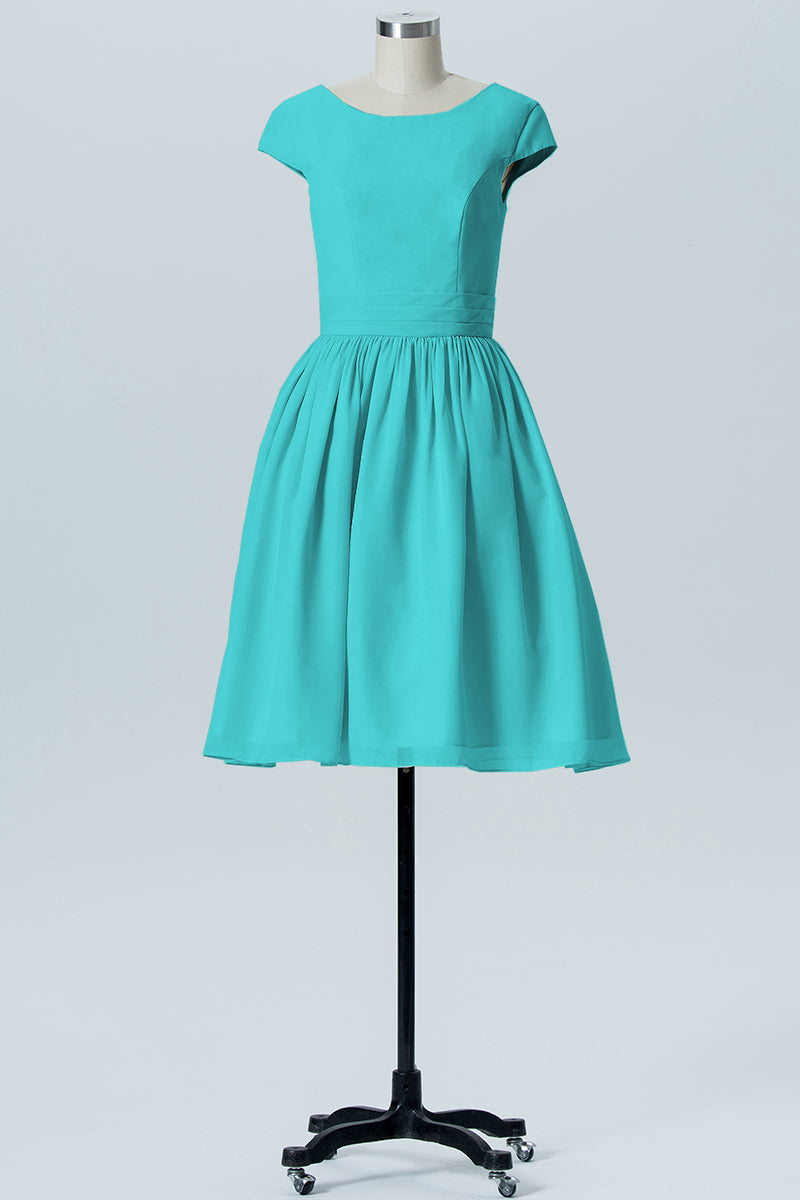 Chiffon A-line Scoop Neck Sleeveless Bridesmaid Dress-B06024