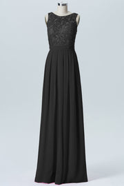 Lace Column Boat Neck Sleeveless Bridesmaid Dress-B06054
