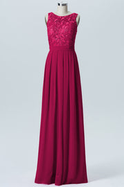Lace Column Boat Neck Sleeveless Bridesmaid Dress-B06054