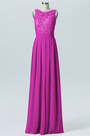 Lace Column Boat Neck Sleeveless Bridesmaid Dress-B06054