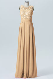 Lace Column Boat Neck Sleeveless Bridesmaid Dress-B06054