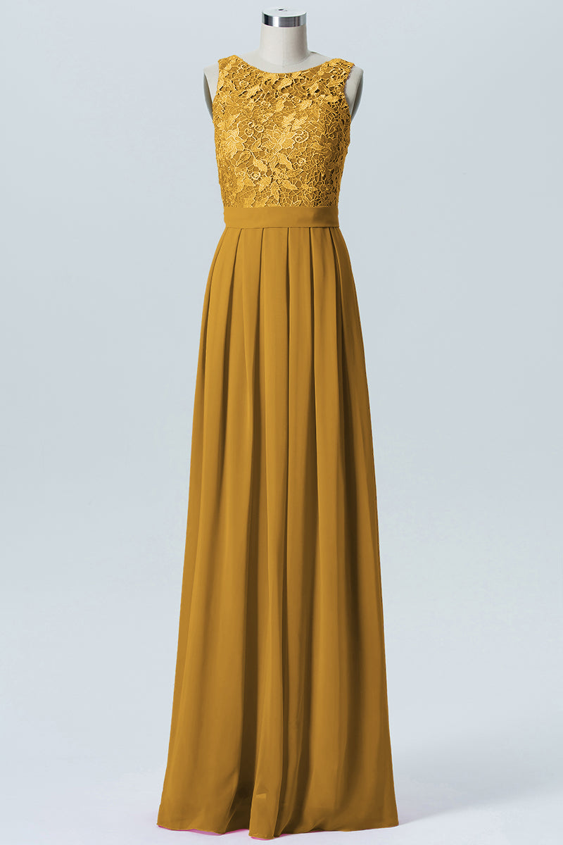 Lace Column Boat Neck Sleeveless Bridesmaid Dress-B06054