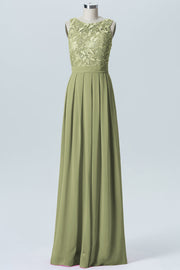 Lace Column Boat Neck Sleeveless Bridesmaid Dress-B06054