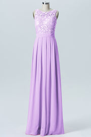 Lace Column Boat Neck Sleeveless Bridesmaid Dress-B06054