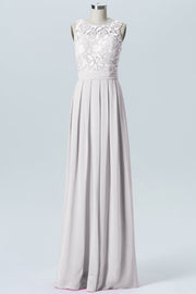 Lace Column Boat Neck Sleeveless Bridesmaid Dress-B06054